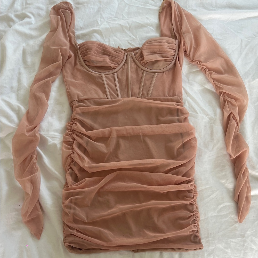 Oh Polly Blush Long Sleeve Dress